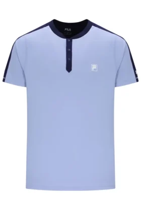 T-shirt de tennis bleu à col Henry pour homme