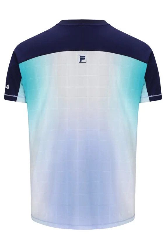 T-shirt de tennis bleu à col Henry pour homme