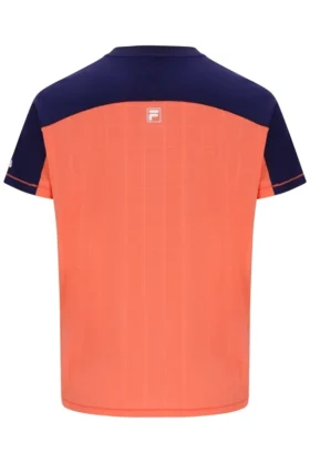 T-shirt de tennis à col Henry pour homme, orange fluo