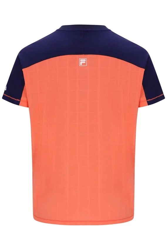 T-shirt de tennis à col Henry pour homme, orange fluo