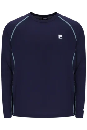 T-shirt de tennis à manches longues bleu marine pour homme