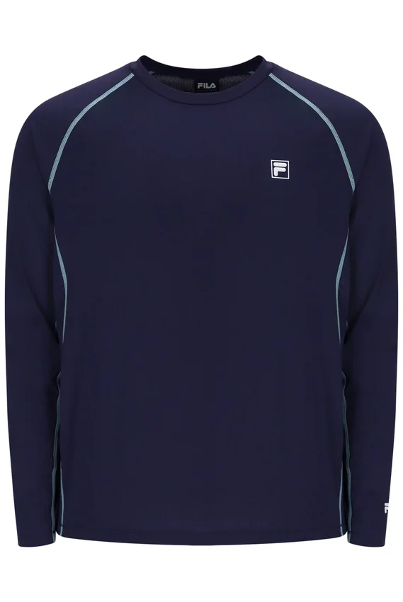 T-shirt de tennis à manches longues bleu marine pour homme