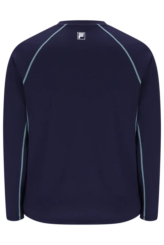 T-shirt de tennis à manches longues bleu marine pour homme