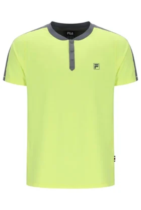 T-shirt de tennis pour homme « Henry Neck » de Fila, couleur citron