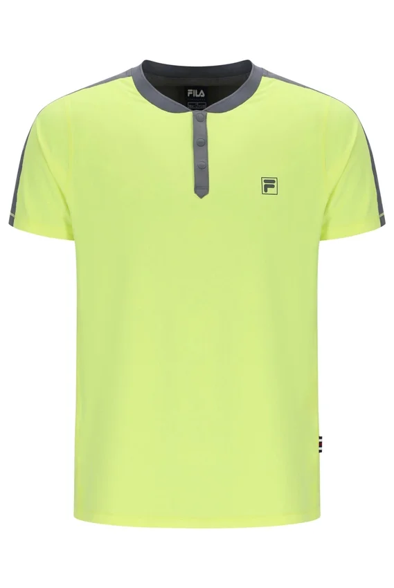 T-shirt de tennis pour homme « Henry Neck » de Fila, couleur citron