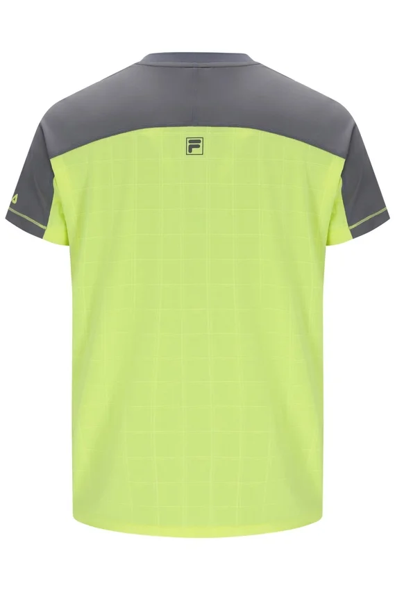T-shirt de tennis pour homme « Henry Neck » de Fila, couleur citron
