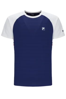 T-shirt de tennis unisexe à col rond bleu marine