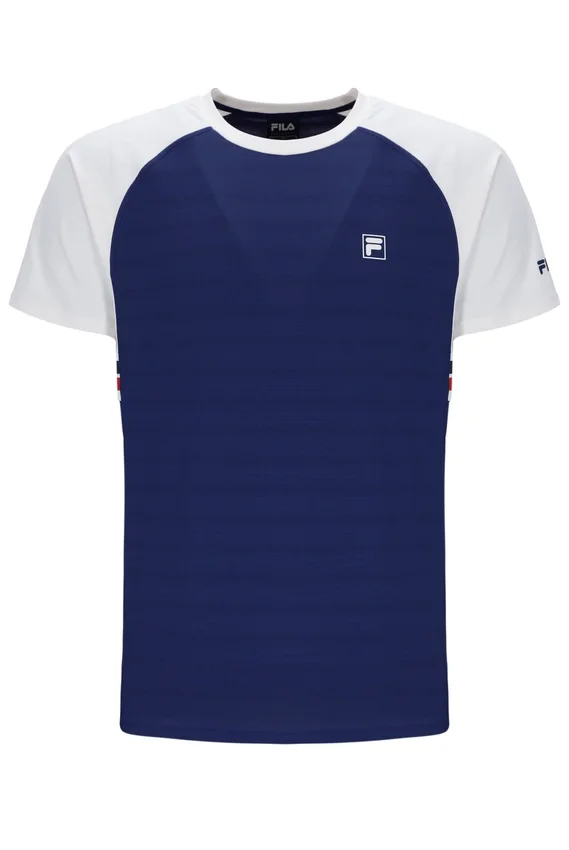 T-shirt de tennis unisexe à col rond bleu marine