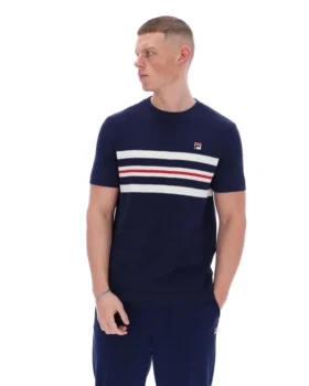 T-shirt en maille à rayures en résille Fila Gerardo bleu marine