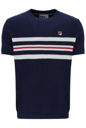 T-shirt en maille à rayures en résille Fila Gerardo bleu marine
