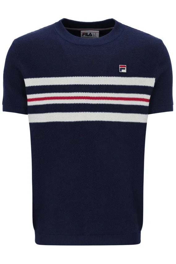 T-shirt en maille à rayures en résille Fila Gerardo bleu marine