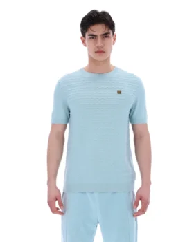 T-shirt en maille texturée Don bleu sterling