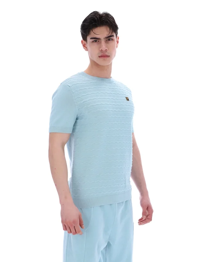 T-shirt en maille texturée Don bleu sterling