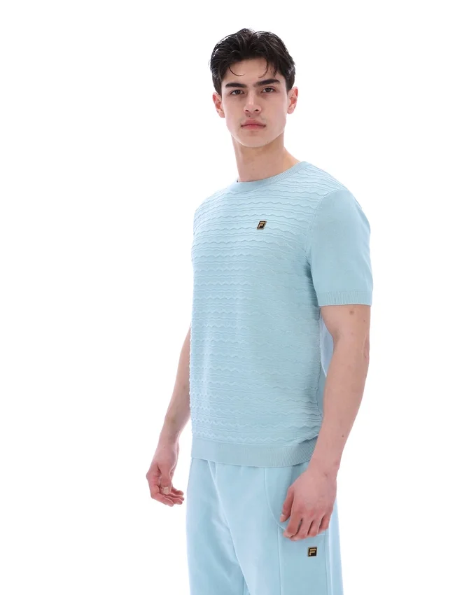 T-shirt en maille texturée Don bleu sterling