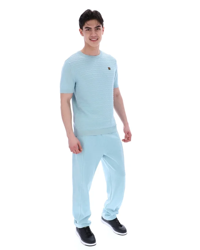T-shirt en maille texturée Don bleu sterling