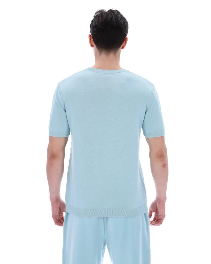 T-shirt en maille texturée Don bleu sterling