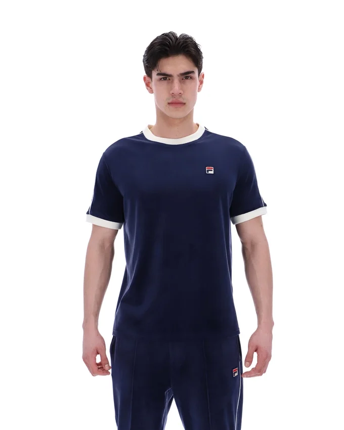 T-shirt en velours Basilio bleu marine de Fila