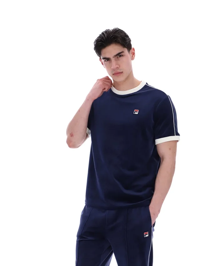 T-shirt en velours Basilio bleu marine de Fila