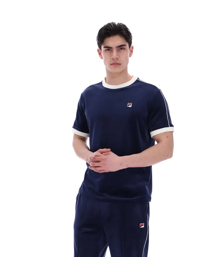 T-shirt en velours Basilio bleu marine de Fila