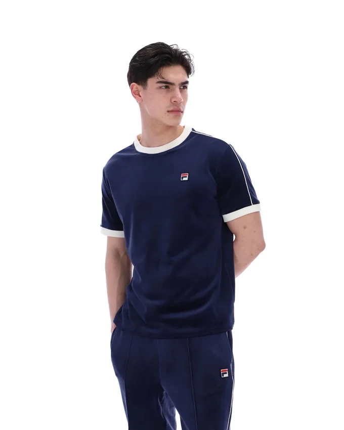 T-shirt en velours Basilio bleu marine de Fila