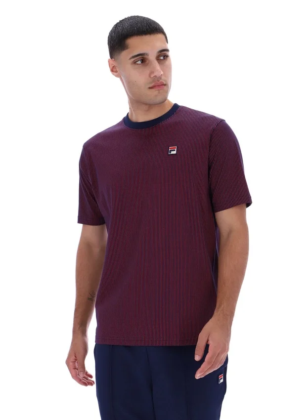 T-shirt Fila bleu marine à imprimé Nilo à fines rayures