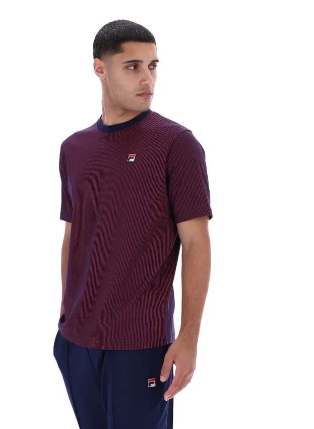 T-shirt Fila bleu marine à imprimé Nilo à fines rayures