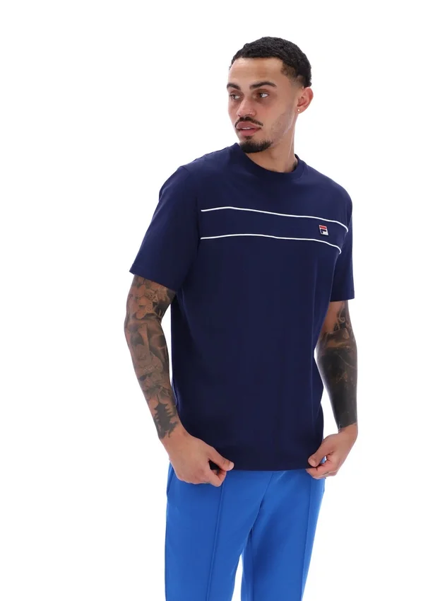 T-shirt Fila Navy Williams à passepoils contrastés