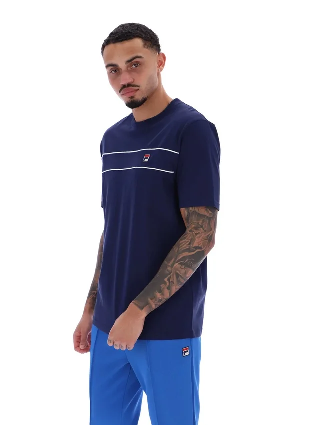 T-shirt Fila Navy Williams à passepoils contrastés