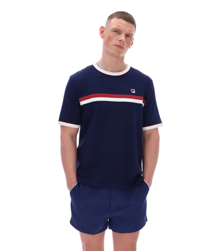 T-shirt Fila Rosario bleu marine à rayures en tissu éponge
