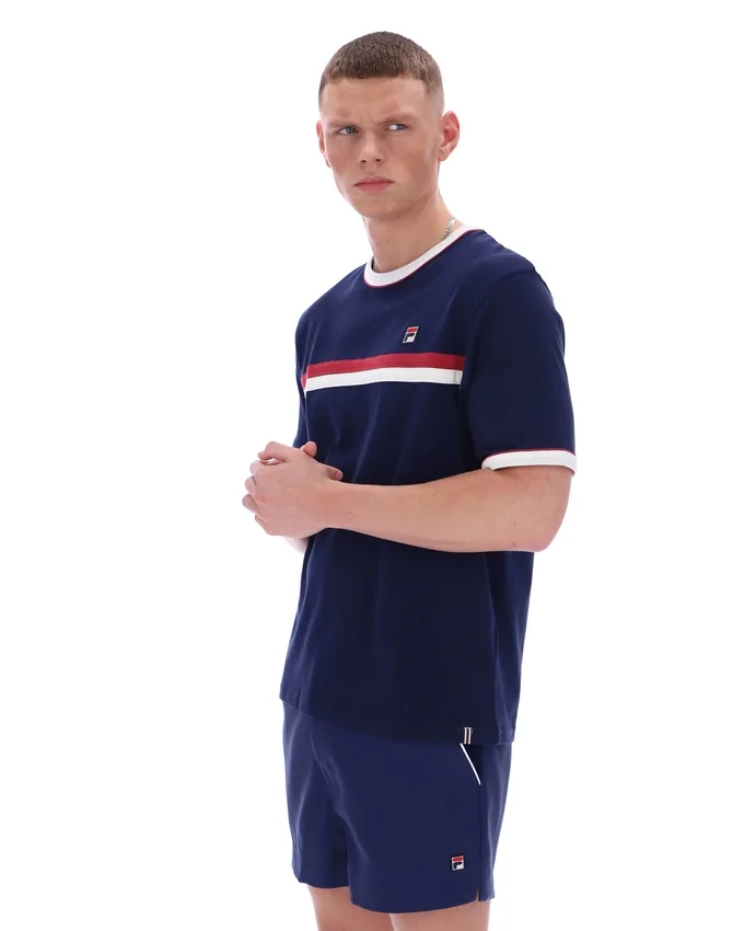 T-shirt Fila Rosario bleu marine à rayures en tissu éponge