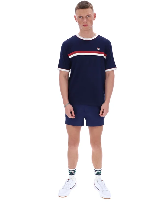 T-shirt Fila Rosario bleu marine à rayures en tissu éponge