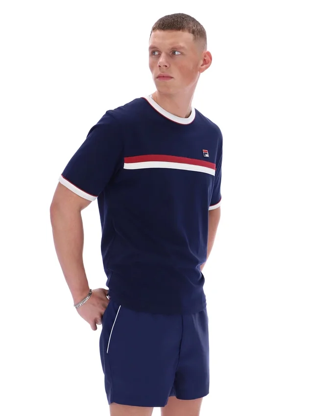 T-shirt Fila Rosario bleu marine à rayures en tissu éponge