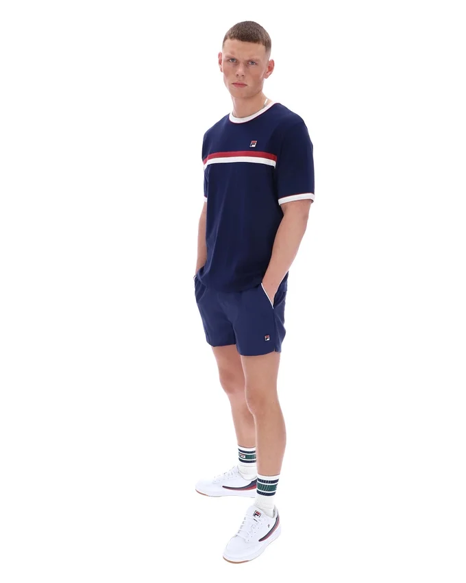 T-shirt Fila Rosario bleu marine à rayures en tissu éponge