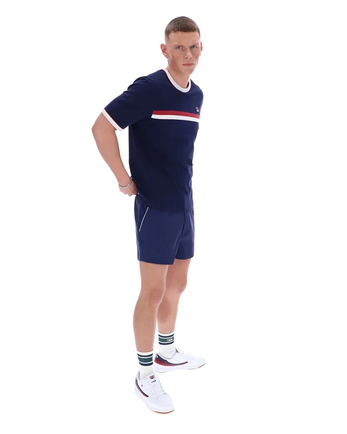 T-shirt Fila Rosario bleu marine à rayures en tissu éponge