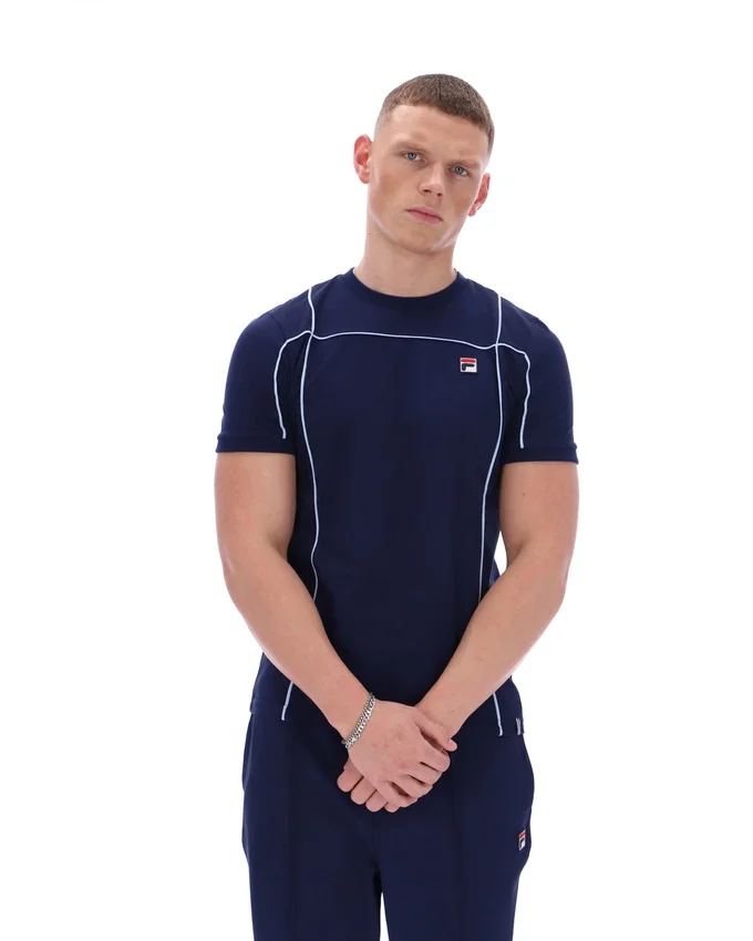 T-shirt Fila Terri bleu marine avec passepoil contrasté