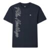 T-shirt à manches courtes en maille avec imprimé alphabétique, bleu