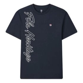T-shirt à manches courtes en maille avec imprimé alphabétique, bleu