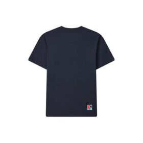 T-shirt à manches courtes en maille avec imprimé alphabétique, bleu