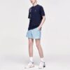 T-shirt à manches courtes en maille avec imprimé alphabétique, bleu