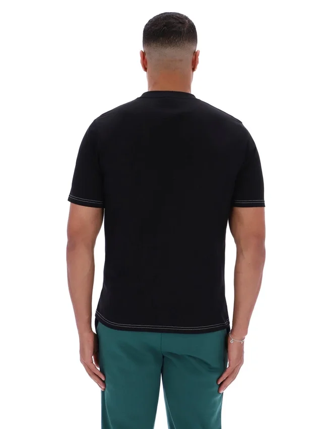 T-shirt noir Trey à coutures contrastées