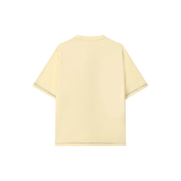 T-shirt sport ample à col rond et manches courtes avec logo en lettres pour homme, jaune