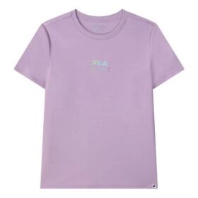 T-shirt sportif décontracté à manches courtes avec logo imprimé, violet