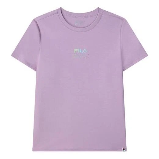 T-shirt sportif décontracté à manches courtes avec logo imprimé, violet