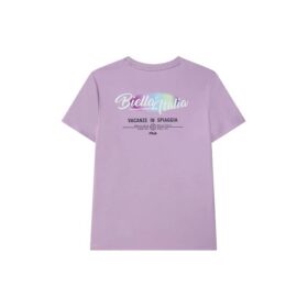 T-shirt sportif décontracté à manches courtes avec logo imprimé, violet