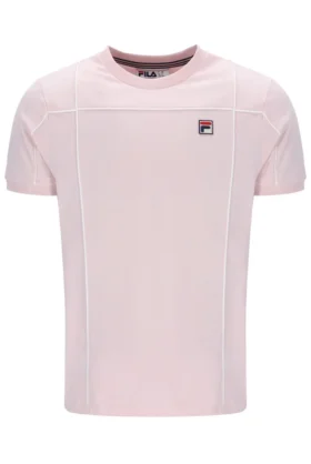 T-shirt Terri rose pâle avec passepoil contrasté