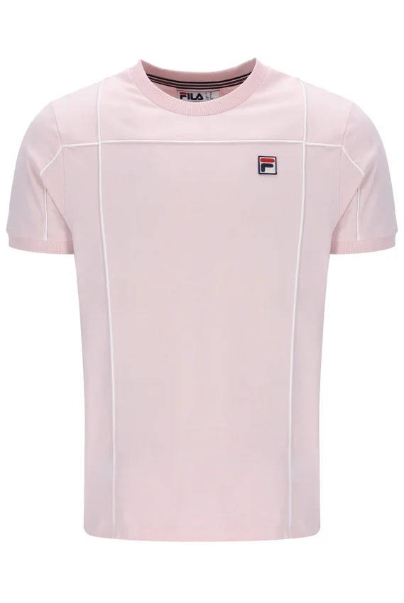 T-shirt Terri rose pâle avec passepoil contrasté