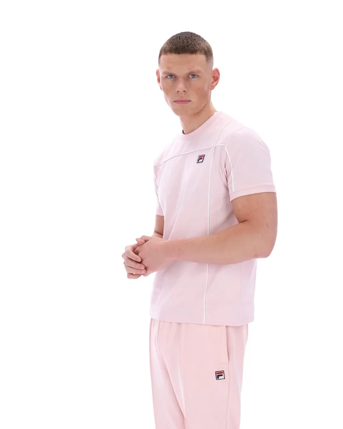 T-shirt Terri rose pâle avec passepoil contrasté