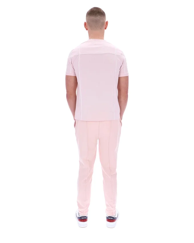 T-shirt Terri rose pâle avec passepoil contrasté