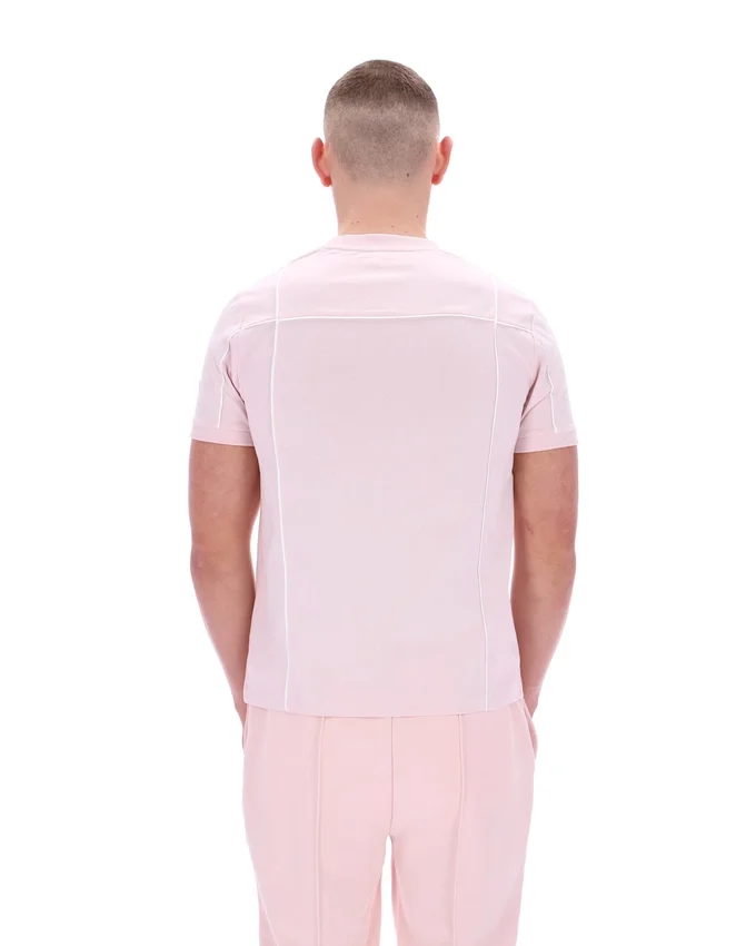 T-shirt Terri rose pâle avec passepoil contrasté