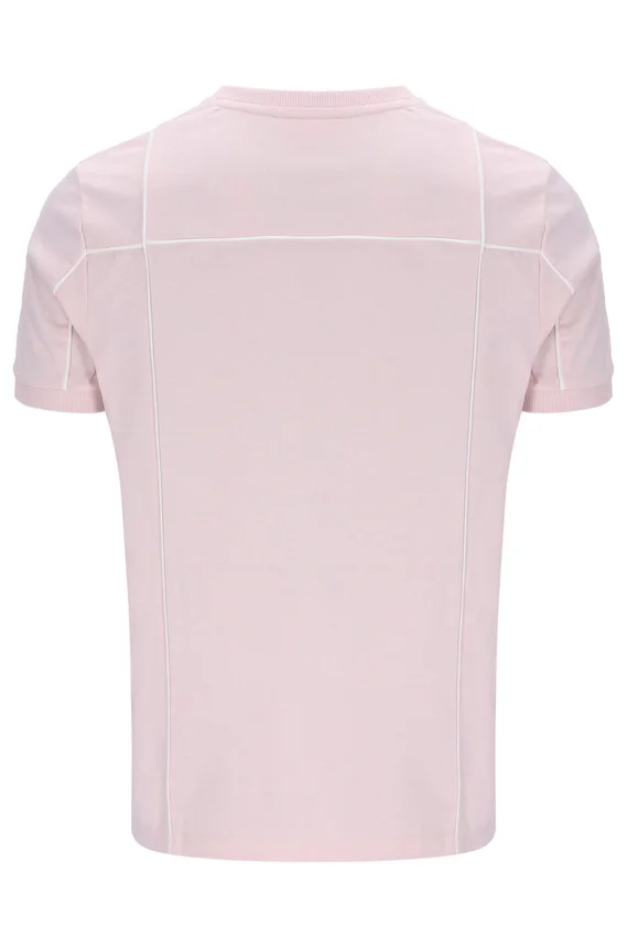T-shirt Terri rose pâle avec passepoil contrasté